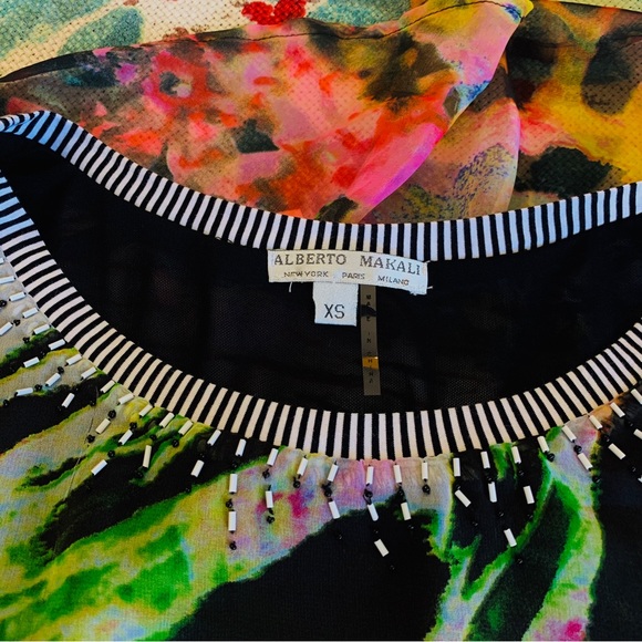 ALBERTO MAKALI MULTICOLOR ABSTRACT CHIFFON BLOUSE TOP - Picture 5 of 10